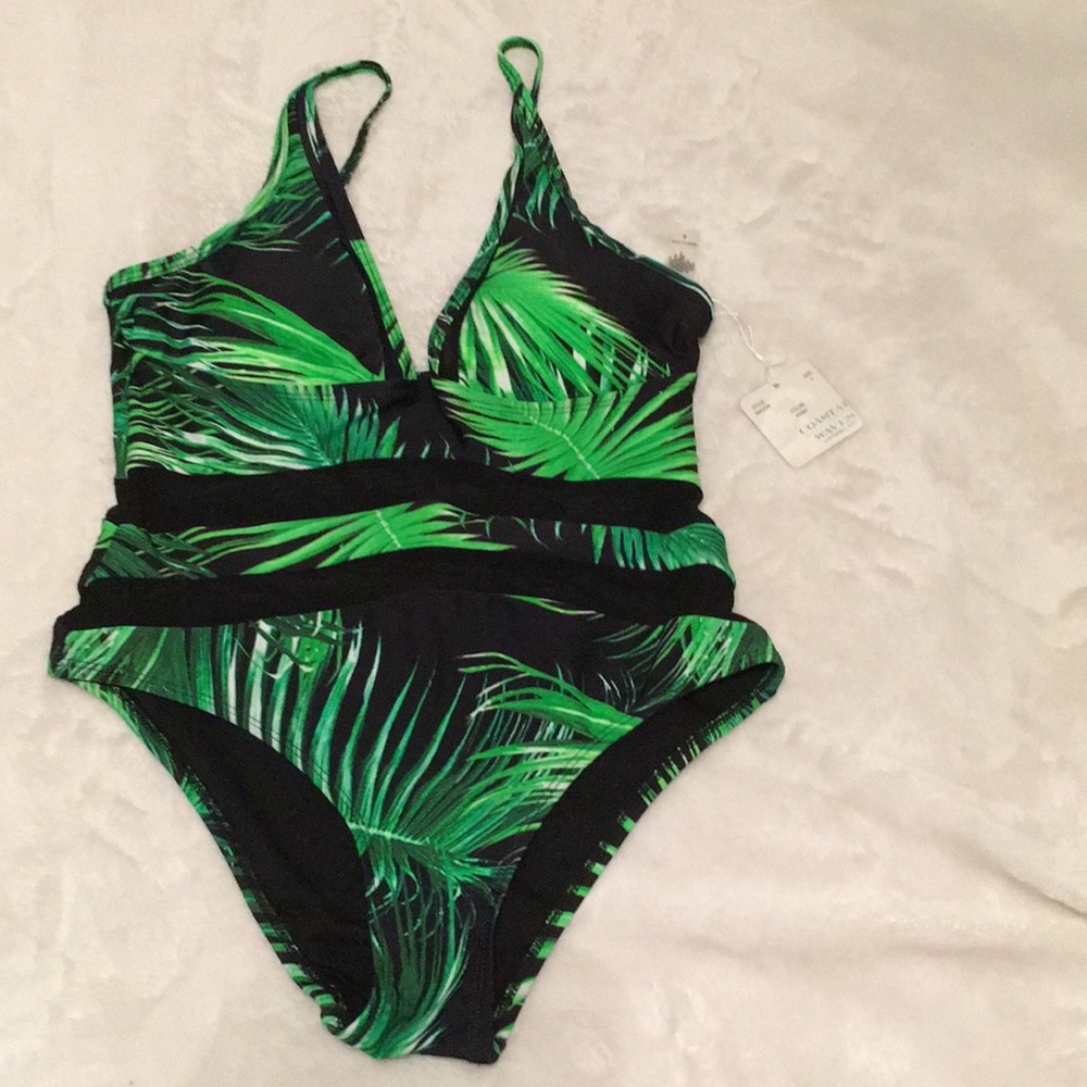 Coastal Waves Green leaf One piece